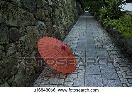 Stock Photograph - Japanese Umbrella and Hydrangea. Fotosearch