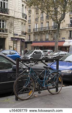 Parked Bicycle View Large Photo Image Stock Photo - Parked Bicycle . Fotosearch