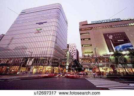 Stock Photo - Marronnier Gate and Printemps Ginza, Tokyo, Japan. Fotosearch