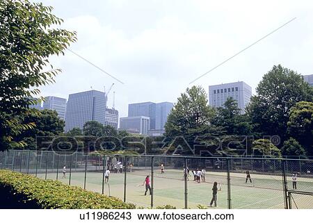 Stock Image - Tennis Court of Hibiya Park, Tokyo, Japan. Fotosearch