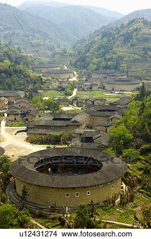 Asia, China, Fujian, Nanjing County, Shuyang Town, Hekheng Village, Hekheng Tulou Cluster View Large Photo Image Picture - Asia, China, Fujian, Nanjing County, Shuyang Town, Hekheng Village, Hekheng Tulou Cluster. Fotosearch