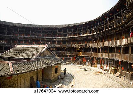 Picture - Asia, China, Fujian, Nanjing County, Shuyang Town, Hsiaban Village, Hsiaban Tulou Cluster. Fotosearch