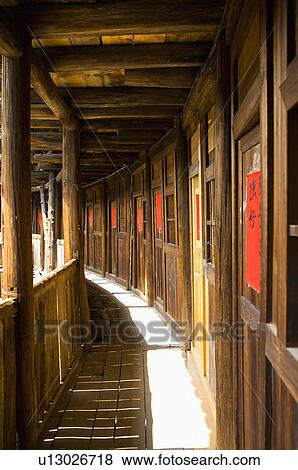 Stock Photo - Asia, China, Fujian, Nanjing County, Shuyang Town, Hsiaban Village, Hsiaban Tulou Cluster. Fotosearch