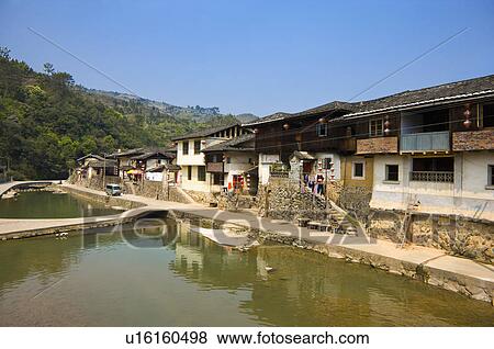 Asia, China, Fujian, Nanjing County, Shuyang Town, Taxia Village, Taxia Tulou Cluster View Large Photo Image Stock Photo - Asia, China, Fujian, Nanjing County, Shuyang Town, Taxia Village, Taxia Tulou Cluster. Fotosearch