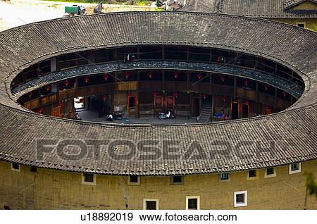 Asia, China, Fujian, Nanjing County, Shuyang Town, Hekheng Village, Hekheng Tulou Cluster View Large Photo Image Stock Photo - Asia, China, Fujian, Nanjing County, Shuyang Town, Hekheng Village, Hekheng Tulou Cluster. Fotosearch