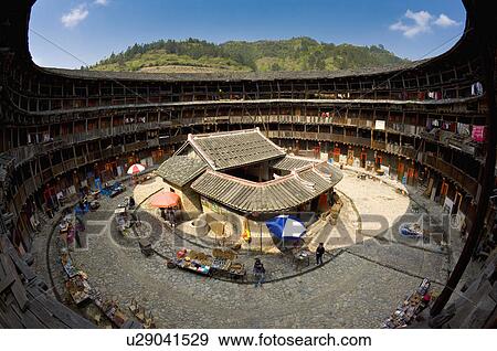 Asia, China, Fujian, Nanjing County, Shuyang Town, Hsiaban Village, Hsiaban Tulou Cluster View Large Photo Image Stock Photo - Asia, China, Fujian, Nanjing County, Shuyang Town, Hsiaban Village, Hsiaban Tulou Cluster. Fotosearch