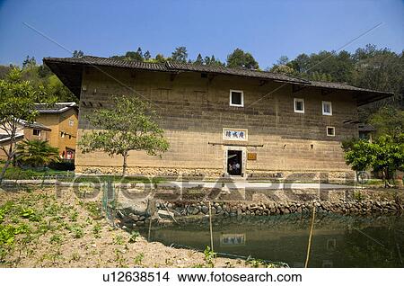Asia, China, Fujian, Yongding County, Hukeng, Hongkeng Village, Hongkeng Tulou Cluster, Cultural Village View Large Photo Image Picture - Asia, China, Fujian, Yongding County, Hukeng, Hongkeng Village, Hongkeng Tulou Cluster, Cultural Village. Fotosearch
