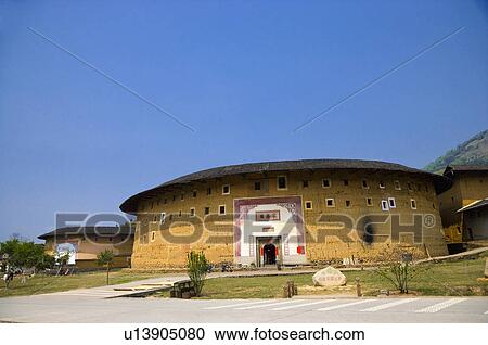 Asia, China, Fujian, Yongding County, Gaotou Village, Gaobei Village, Gaobei Tulou Cluster View Large Photo Image Stock Image - Asia, China, Fujian, Yongding County, Gaotou Village, Gaobei Village, Gaobei Tulou Cluster. Fotosearch