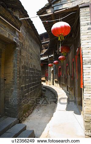 Stock Photo - Asia, China, Fujian, Yongding County, Gaotou Village, Gaobei Village, Gaobei Tulou Cluster. Fotosearch