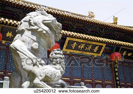 Stock Image - Asia, China, Zhejiang Province, Putuoshan, Puji Temple Scenic Area, Puji Temple. Fotosearch