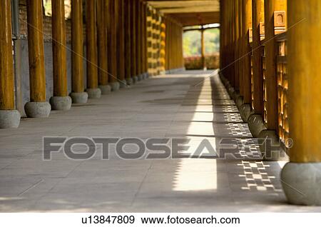 Asia, China, Zhejiang Province, Putuoshan, Corridor View Large Photo Image Stock Photo - Asia, China, Zhejiang Province, Putuoshan, Corridor. Fotosearch