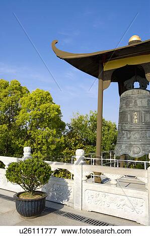 Asia, China, Zhejiang Province, Putuoshan, Purple Bamboo Forest Scenic Area, Bell Tower View Large Photo Image Stock Photo - Asia, China, Zhejiang Province, Putuoshan, Purple Bamboo Forest Scenic Area, Bell Tower. Fotosearch