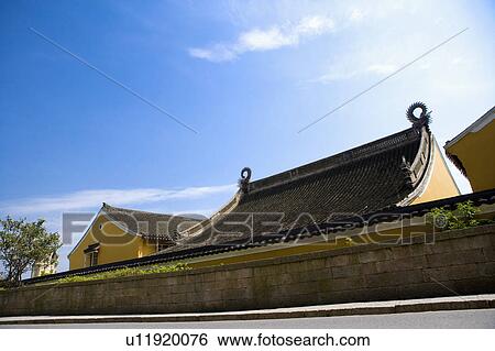 Stock Photograph - Asia, China, Zhejiang Province, Putuoshan, Ciyun Buddhist nunnery. Fotosearch