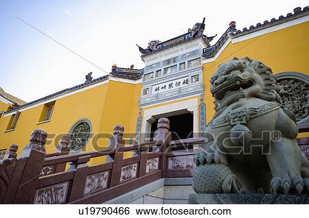 Stock Photograph - Asia, China, Zhejiang Province, Putuoshan, Purple Bamboo Forest Scenic Area, Purple Bamboo Forest Nunnery. Fotosearch