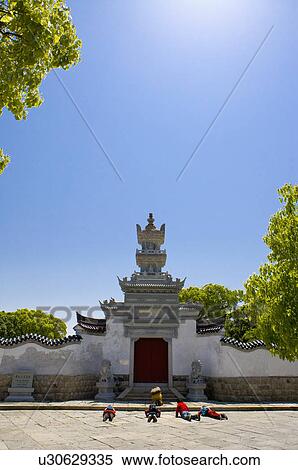 Stock Photography - Asia, China, Zhejiang Province, Putuoshan, Puji Temple Scenic Area, Multi-Treasure Pagoda, Multi-Treasure Pagoda. Fotosearch