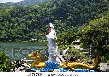 Picture - Asia, China, Taiwan, Yilan, Gueishan Island, The Tail Lake, Statue of Guanyin. Fotosearch