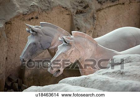 Asia, China, Shanxi, Xi'an, LinTong, Terra-cotta Museum Pit 1, Terracotta Horses, UNESCO, World Cultural Heritage View Large Photo Image Picture - Asia, China, Shanxi, Xi'an, LinTong, Terra-cotta Museum Pit 1, Terracotta Horses, UNESCO, World Cultural Heritage. Fotosearch