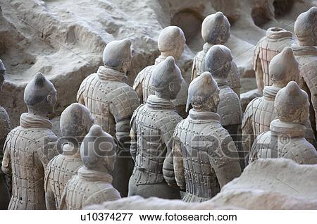 Stock Photo - Asia, China, Shanxi, Xi'an, LinTong, Terra-cotta Museum Pit 1, Warrior, UNESCO, World Cultural Heritage. Fotosearch