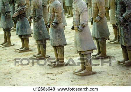 Stock Photo - Asia, China, Shanxi, Xi'an, LinTong, Terra-cotta Museum Pit 1, Warrior, UNESCO, World Cultural Heritage. Fotosearch