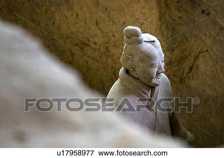 Stock Photo - Asia, China, Shanxi, Xi'an, LinTong, Terra-cotta Museum Pit 1, Warrior, UNESCO, World Cultural Heritage. Fotosearch