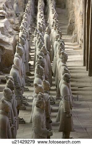 Stock Photo - Asia, China, Shanxi, Xi'an, LinTong, Terra-cotta Museum Pit 1, Warrior, UNESCO, World Cultural Heritage. Fotosearch