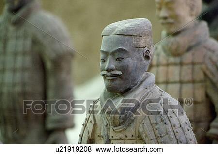 Stock Photo - Asia, China, Shanxi, Xi'an, LinTong, Terra-cotta Museum Pit 1, Warrior, UNESCO, World Cultural Heritage. Fotosearch