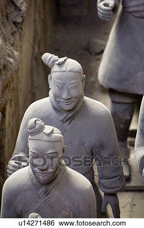 Stock Photograph - Asia, China, Shanxi, Xi'an, LinTong, Terra-cotta Museum Pit 1, Warrior, UNESCO, World Cultural Heritage. Fotosearch