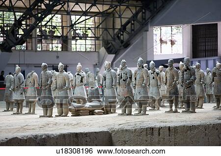 Stock Photograph - Asia, China, Shanxi, Xi'an, LinTong, Terra-cotta Museum Pit 1, Warrior, UNESCO, World Cultural Heritage. Fotosearch