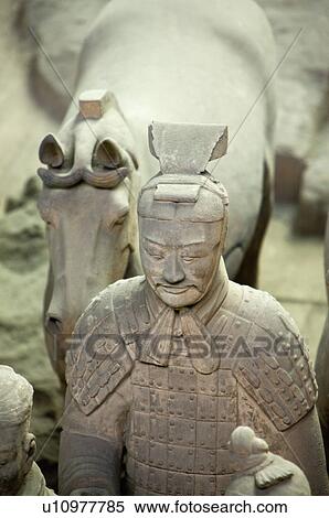 Stock Photography - Asia, China, Shanxi, Xi'an, LinTong, Terra-cotta Museum Pit 1, Warrior, UNESCO, World Cultural Heritage. Fotosearch