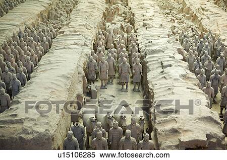 Stock Photography - Asia, China, Shanxi, Xi'an, LinTong, Terra-cotta Museum Pit 1, Warrior, UNESCO, World Cultural Heritage. Fotosearch