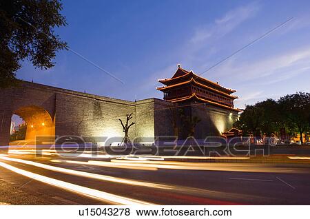 Asia, China, Shanxi, Xi'an, Ancient Wall, South Gate, Changle Gate View Large Photo Image Stock Photo - Asia, China, Shanxi, Xi'an, Ancient Wall, South Gate, Changle Gate. Fotosearch