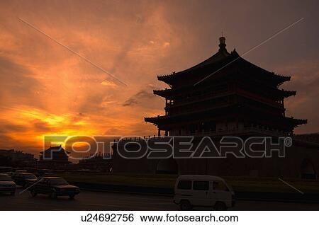 Stock Photograph - Asia, China, Shanxi, Xi'an, Bell Tower. Fotosearch