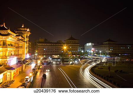 Stock Photograph - Asia, China, Shanxi, Xi'an, South Street. Fotosearch