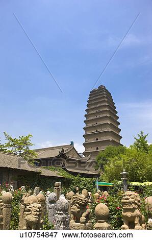 Stock Photo - Asia, China, Shanxi, Xi'an, The Small Wild Goose Pagoda. Fotosearch