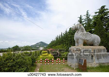 Asia, China, Shanxi, Xianyang, Qianling Mausoleum View Large Photo Image Stock Image - Asia, China, Shanxi, Xianyang, Qianling Mausoleum. Fotosearch
