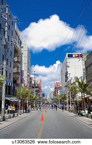 Stock Photograph - Asia, Japan, Okinawa, Naha, Kokusai Street. Fotosearch