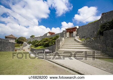 Stock Image - Asia, Japan, Okinawa, Naha, Surijo Castle, UNESCO, World Cultural Heritage. Fotosearch