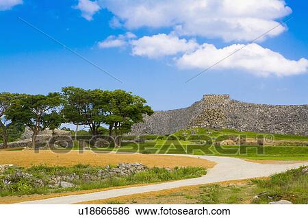 Asia, Japan, Okinawa, Nakijin Castle Remains, UNESCO, World Cultural Heritage View Large Photo Image Stock Photograph - Asia, Japan, Okinawa, Nakijin Castle Remains, UNESCO, World Cultural Heritage. Fotosearch