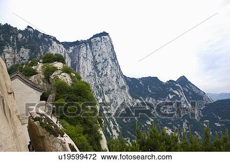 Stock Image - Asia, China, Shanxi, Huayin, Huashan Mountain, West Peak, Lotus Peak. Fotosearch