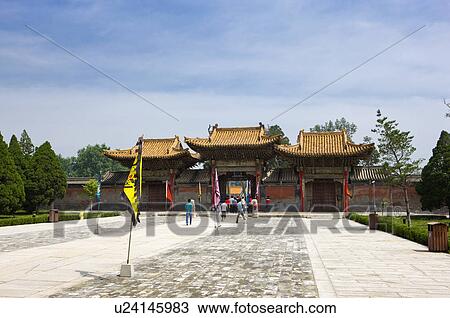Stock Image - Asia, China, Shanxi, Huayin, Huashan Mountain, Western Mountain Temple. Fotosearch