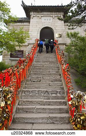 Stock Photo - Asia, China, Shanxi, Huayin, Huashan Mountain, West Peak, Golden Lock Pass. Fotosearch