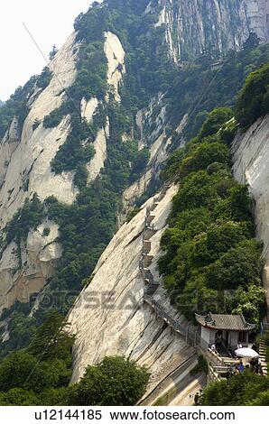 Stock Photography - Asia, China, Shanxi, Huayin, Huashan Mountain, North Peak. Fotosearch