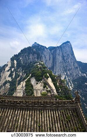 Asia, China, Shanxi, Huayin, Huashan Mountain, West Peak, The Ear-rubbing Cliff View Large Photo Image Stock Photography - Asia, China, Shanxi, Huayin, Huashan Mountain, West Peak, The Ear-rubbing Cliff. Fotosearch