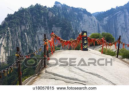 Stock Photography - Asia, China, Shanxi, Huayin, Huashan Mountain, North Peak. Fotosearch