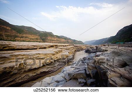 Stock Photograph - Asia, China, Shanxi, Jixian County, Yellow River, Hukou Waterfall. Fotosearch