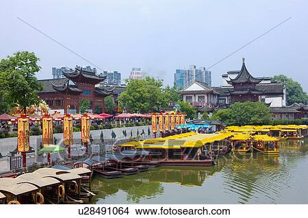Picture - Asia, China, Jiangsu Province, Nan Jing, Qinhuai River, Confucius Temple. Fotosearch