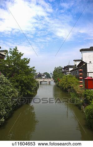 Stock Image - Asia, China, Jiangsu Province, Nan Jing, Qinhuai River, Confucius Temple. Fotosearch