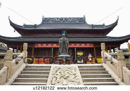 Stock Image - Asia, China, Jiangsu Province, Nan Jing, Confucius Temple, Statue of Confucius. Fotosearch