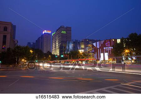 Asia, China, Jiangsu Province, Nan Jing, Commercial Street View Large Photo Image Stock Image - Asia, China, Jiangsu Province, Nan Jing, Commercial Street. Fotosearch