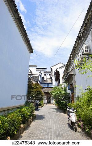 Stock Image - Asia, China, Jiangsu Province, Nan Jing, Qinhuai River, Confucius Temple, Black Robe Lane. Fotosearch